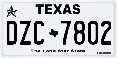 TX license plate DZC7802