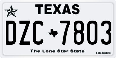 TX license plate DZC7803