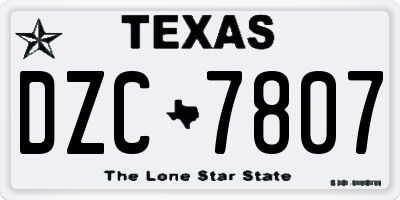TX license plate DZC7807