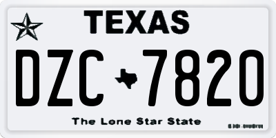 TX license plate DZC7820