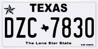 TX license plate DZC7830