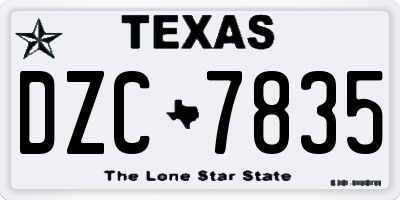 TX license plate DZC7835