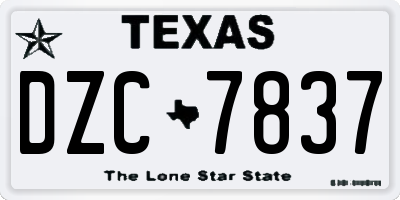TX license plate DZC7837