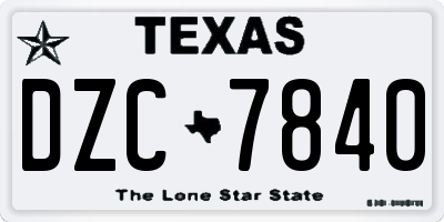 TX license plate DZC7840