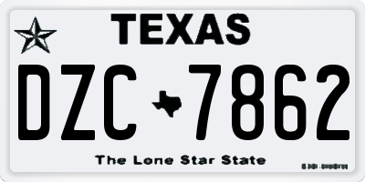 TX license plate DZC7862