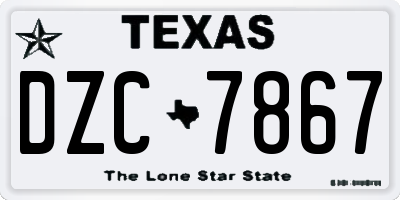 TX license plate DZC7867
