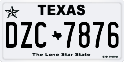 TX license plate DZC7876