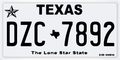 TX license plate DZC7892