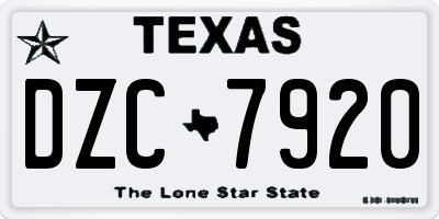 TX license plate DZC7920