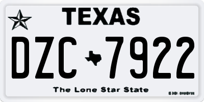 TX license plate DZC7922