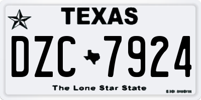 TX license plate DZC7924