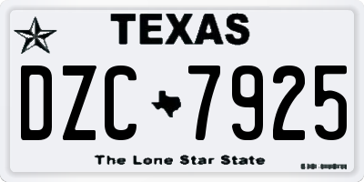 TX license plate DZC7925