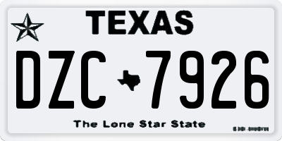 TX license plate DZC7926