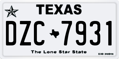 TX license plate DZC7931