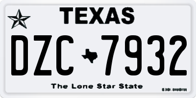 TX license plate DZC7932