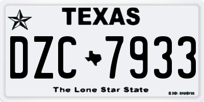 TX license plate DZC7933