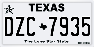 TX license plate DZC7935