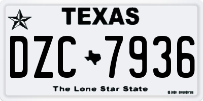 TX license plate DZC7936