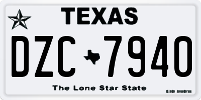 TX license plate DZC7940