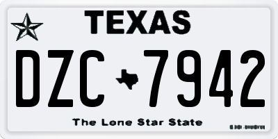 TX license plate DZC7942