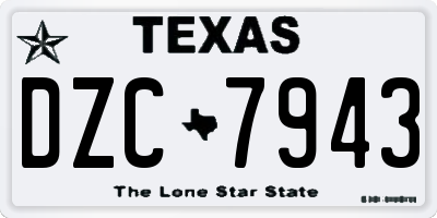 TX license plate DZC7943