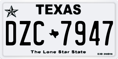 TX license plate DZC7947