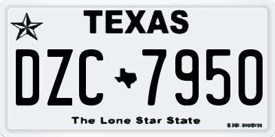 TX license plate DZC7950