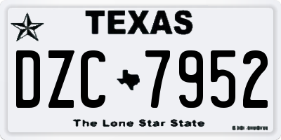 TX license plate DZC7952