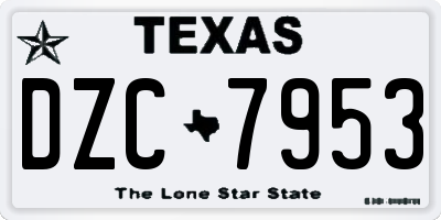 TX license plate DZC7953