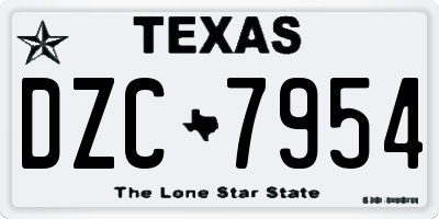 TX license plate DZC7954
