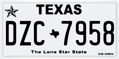 TX license plate DZC7958