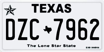 TX license plate DZC7962