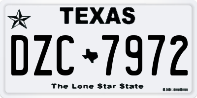 TX license plate DZC7972