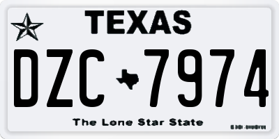 TX license plate DZC7974