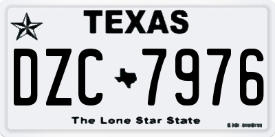 TX license plate DZC7976
