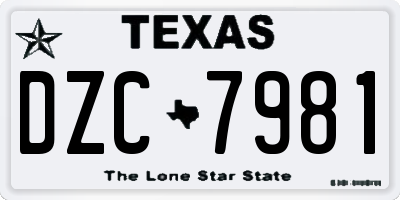TX license plate DZC7981