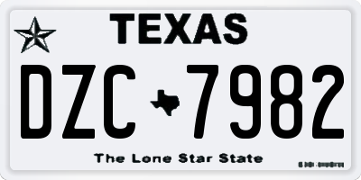 TX license plate DZC7982