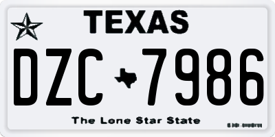 TX license plate DZC7986