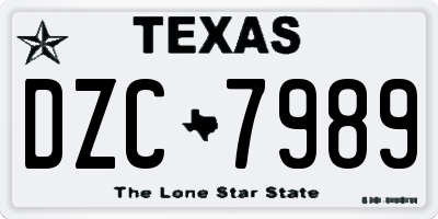 TX license plate DZC7989