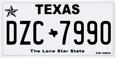TX license plate DZC7990