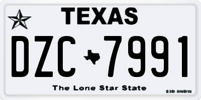 TX license plate DZC7991