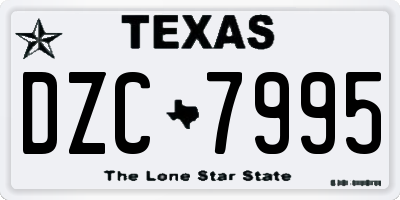 TX license plate DZC7995