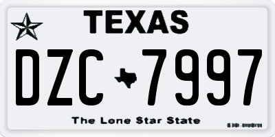 TX license plate DZC7997