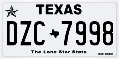 TX license plate DZC7998