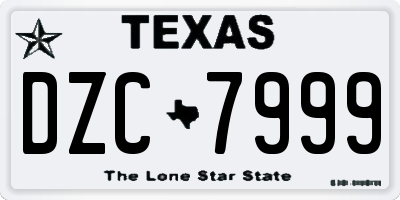 TX license plate DZC7999