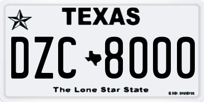 TX license plate DZC8000