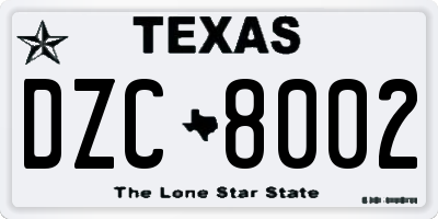 TX license plate DZC8002
