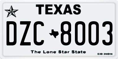 TX license plate DZC8003