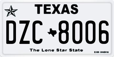 TX license plate DZC8006