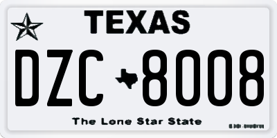 TX license plate DZC8008